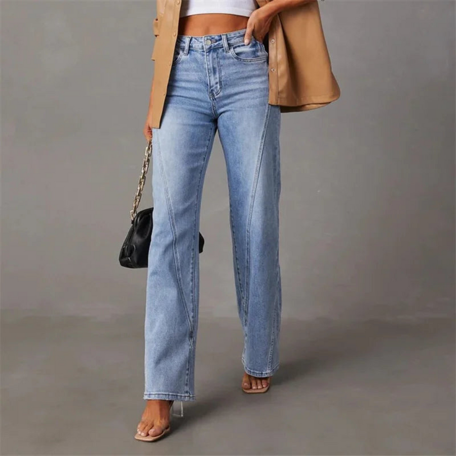 High-Waisted Light Wash Wide-Leg Jeans