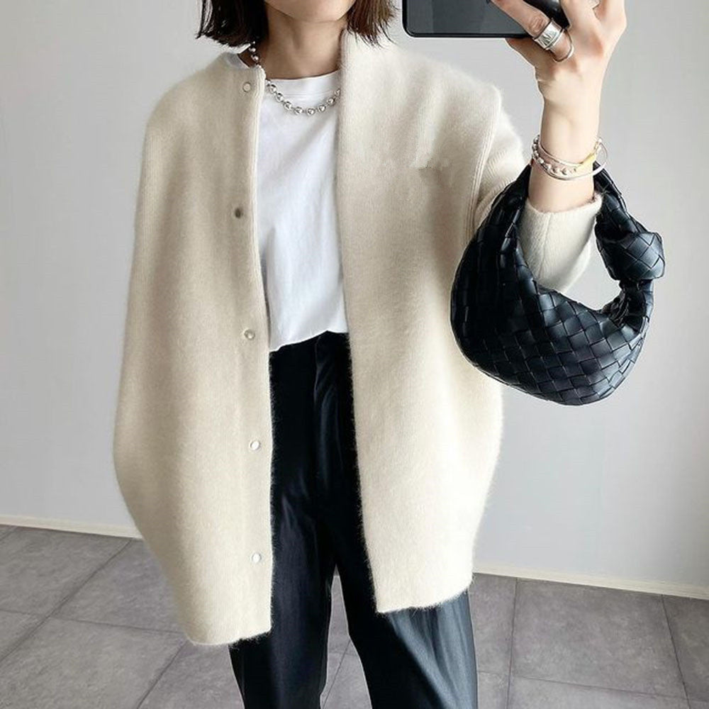 Open Front Wool-Blend Cardigan – Cozy Oversized Layering Sweater