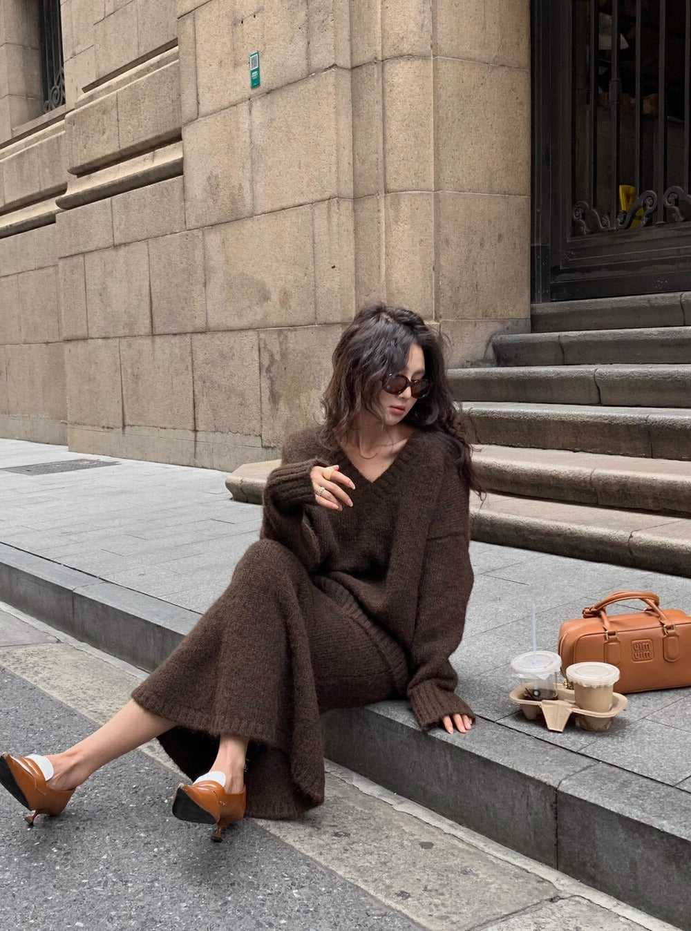 Cozy Knit Two-Piece Sweater and Maxi Skirt Set