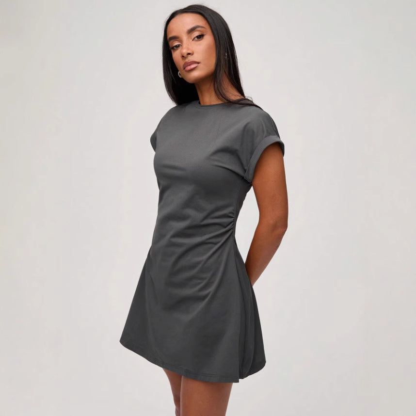 Short Sleeve Asymmetrical Mini Dress