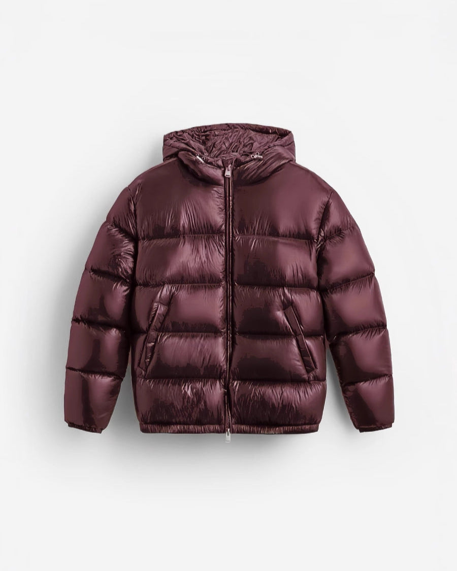 Glossy Hooded Short Puffer Jacket