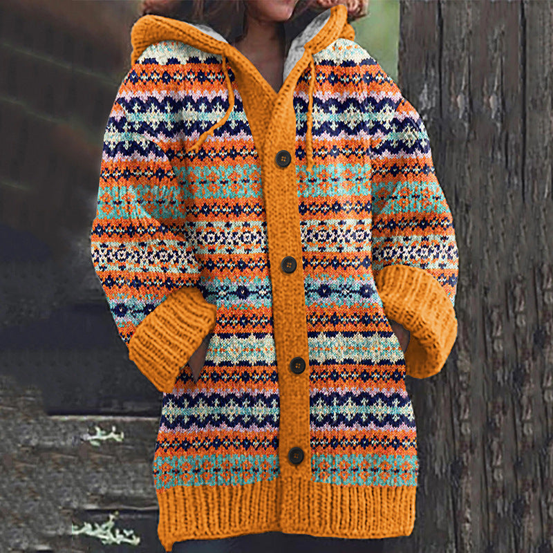 Hooded Fair Isle Knit Cardigan for Cozy Everyday Style