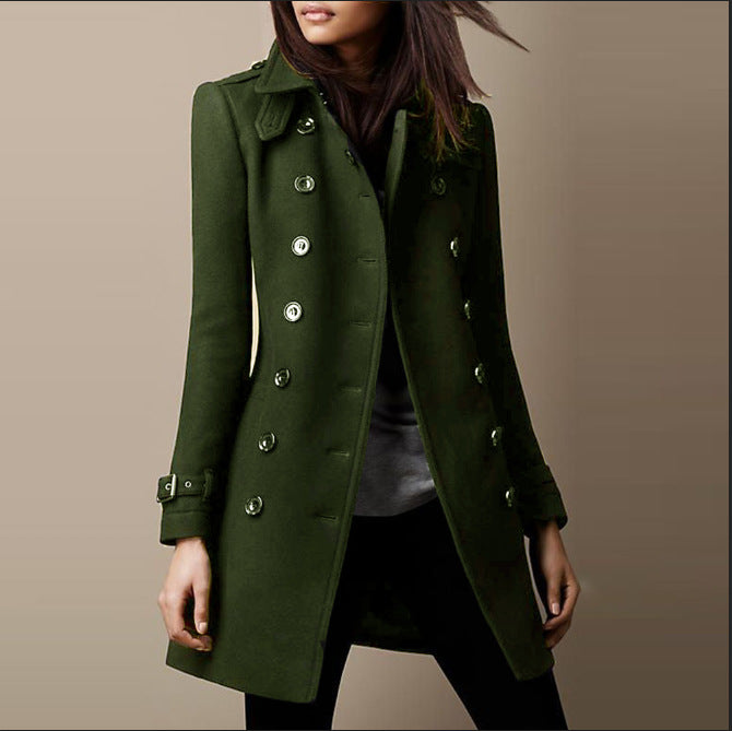 Women’s Elegant Double-Breasted Long Coat