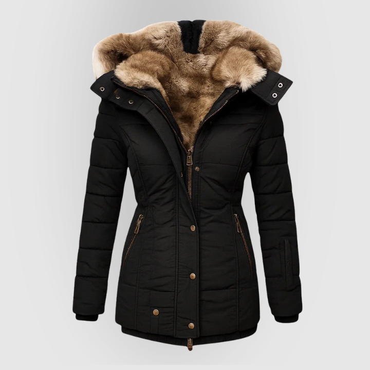 Faux Fur Trim Hooded Puffer Winter Jacket