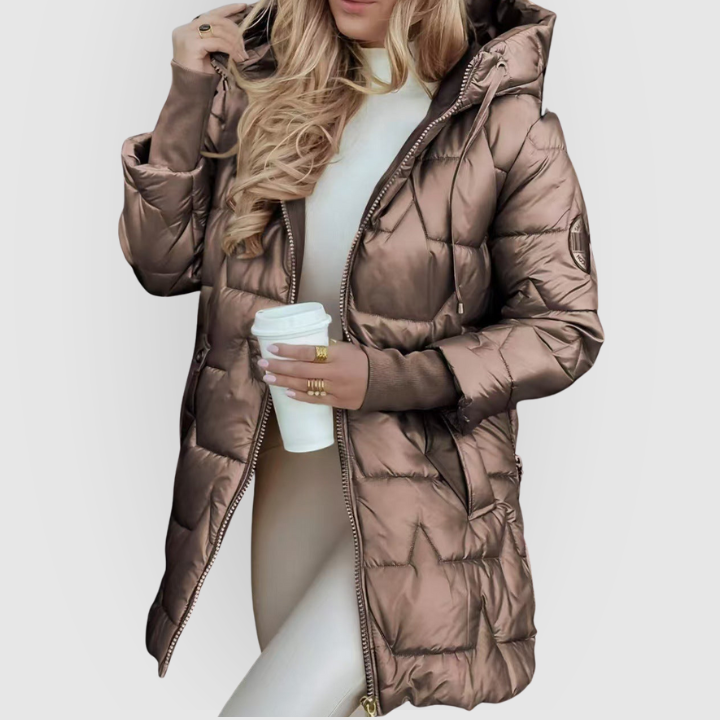 Shiny Hooded Long Puffer Winter Coat