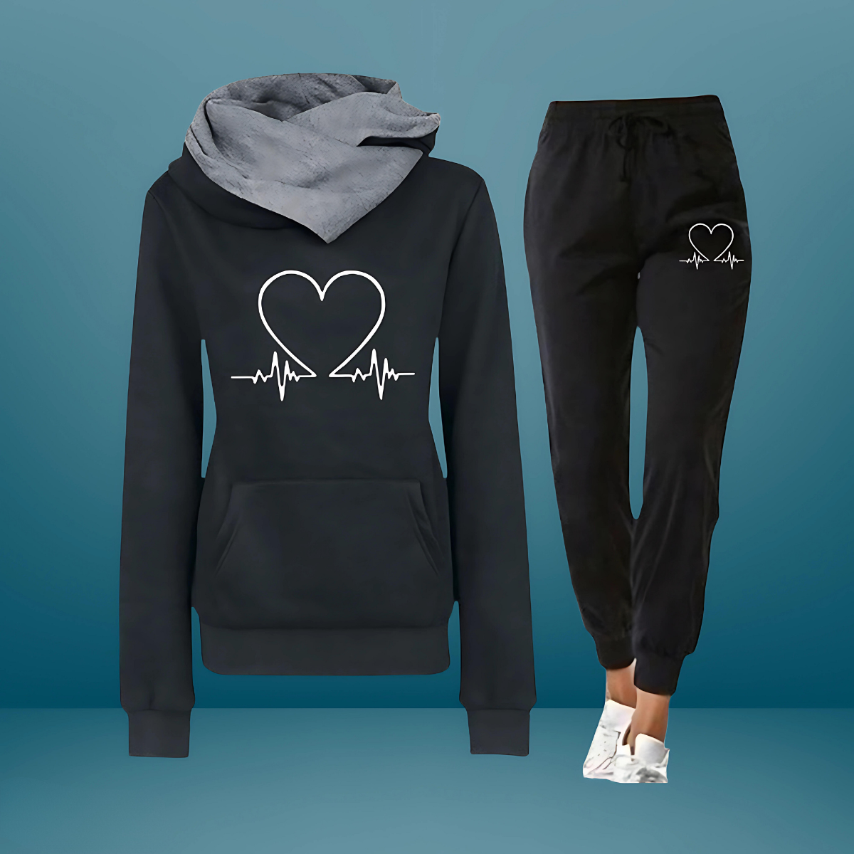 Heartbeat Graphic Hoodie & Jogger Set