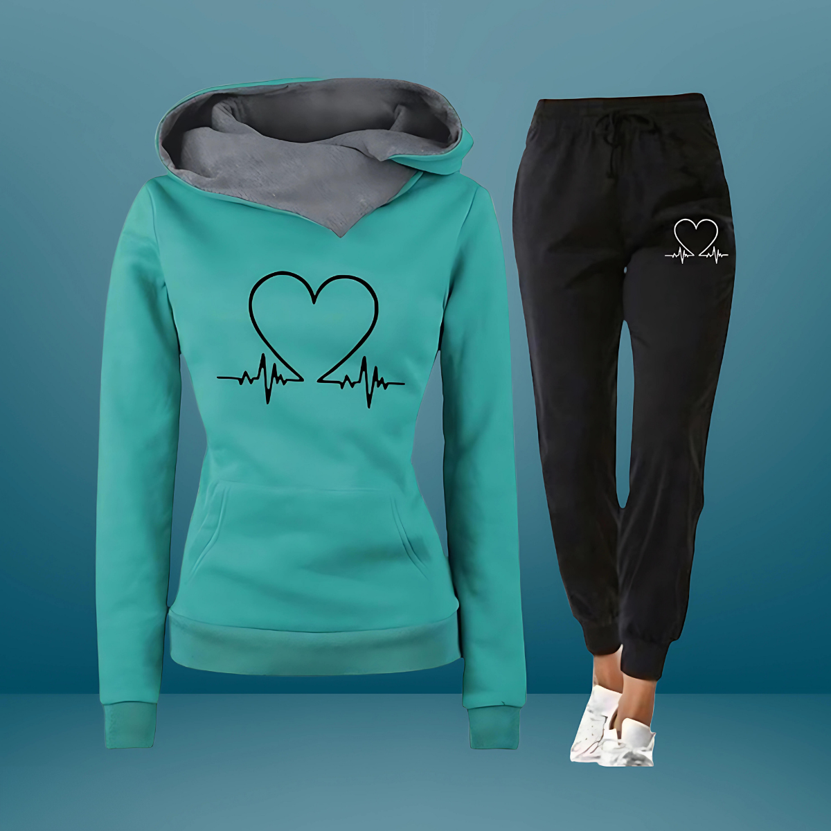 Heartbeat Graphic Hoodie & Jogger Set
