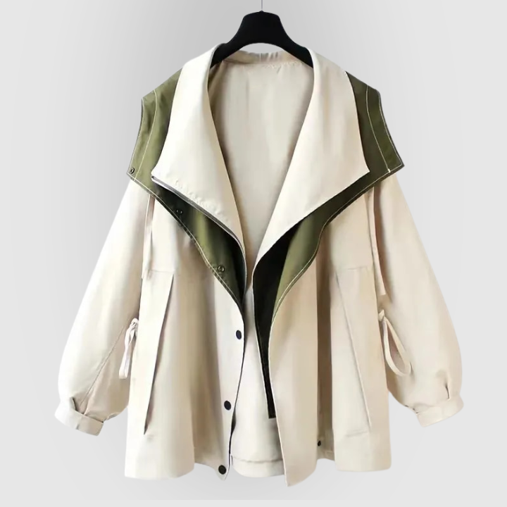 Two-Tone Oversized Hooded Windbreaker Jacket