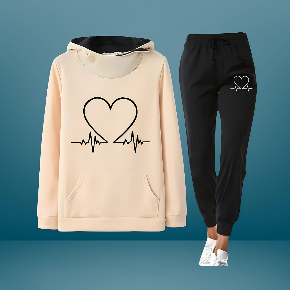 Heartbeat Graphic Hoodie & Jogger Set