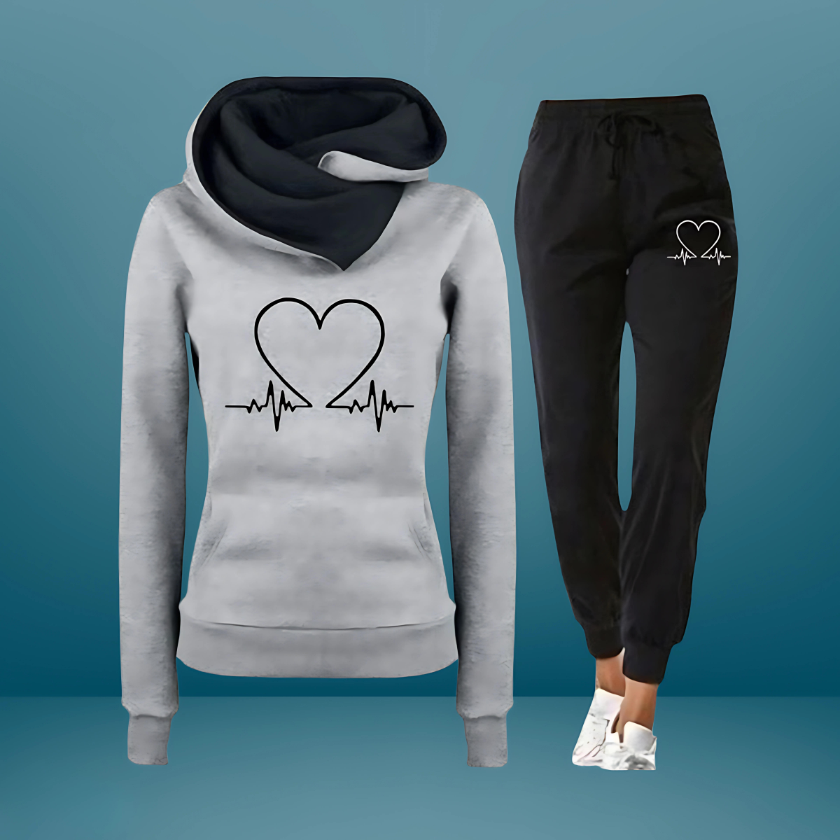 Heartbeat Graphic Hoodie & Jogger Set