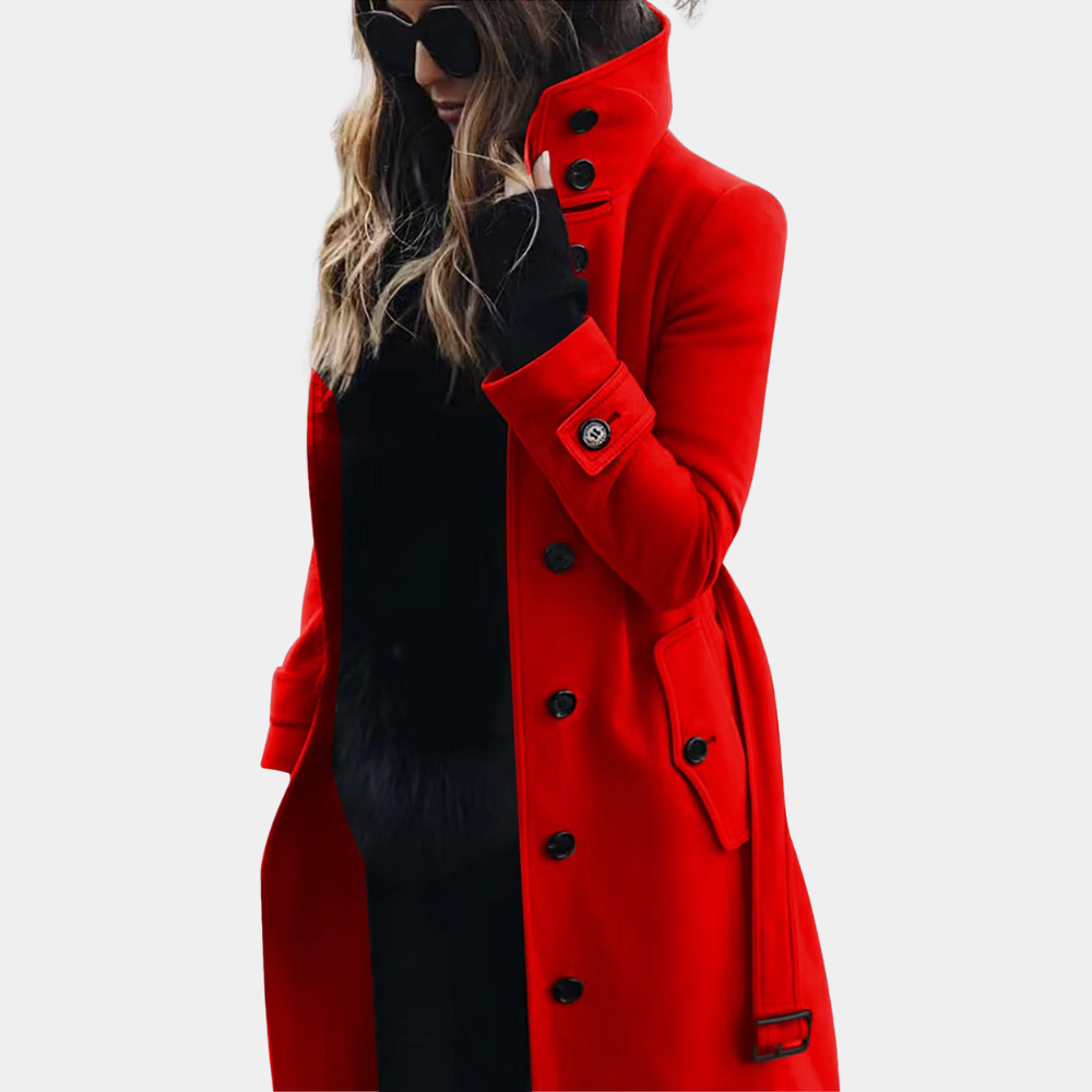 Women’s Double-Breasted Long Wool Blend Coat