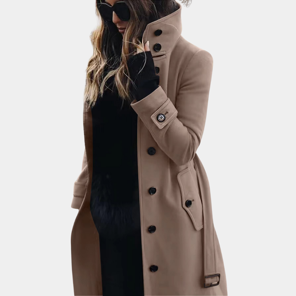 Women’s Double-Breasted Long Wool Blend Coat