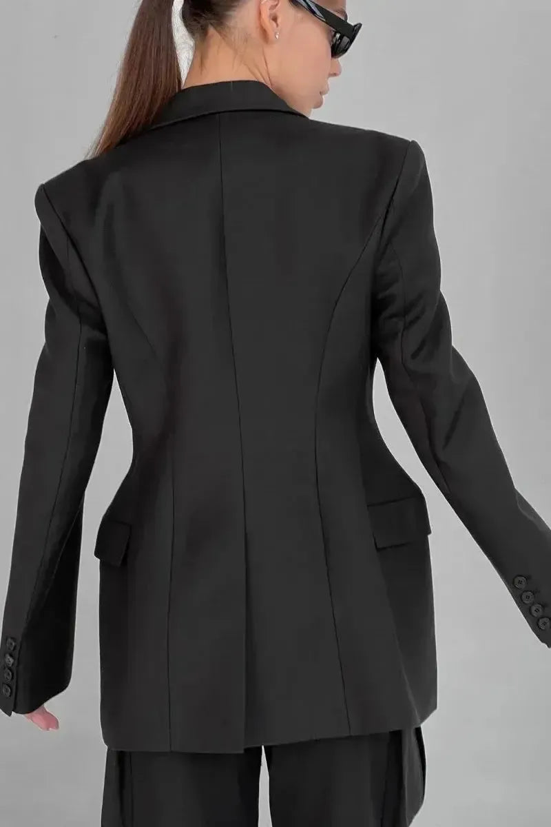 Tailored Double Breasted Blazer Jacket with Structured Fit