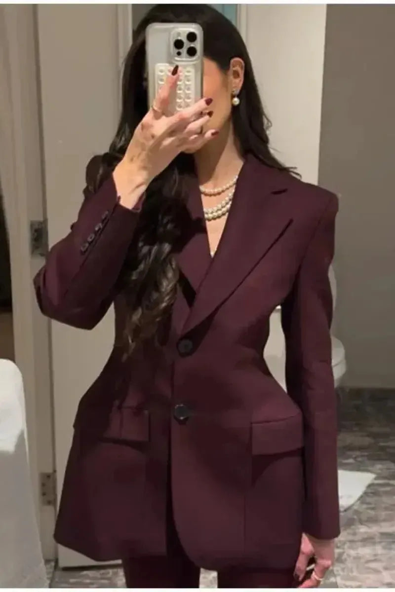 Tailored Double Breasted Blazer Jacket with Structured Fit