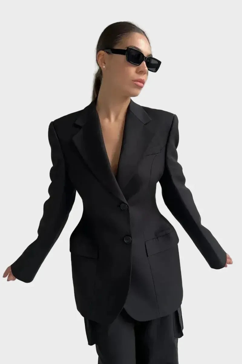 Tailored Double Breasted Blazer Jacket with Structured Fit