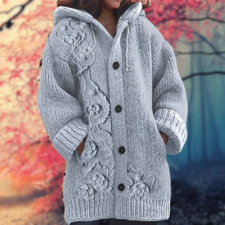 Hooded Pattern Knit Cardigan for Cozy Everyday Style