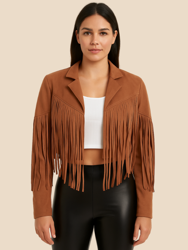Suede Fringe Cropped Jacket