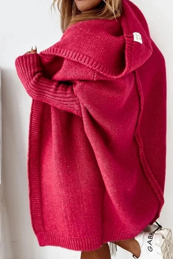 Oversized Hooded Knit Cardigan Jacket