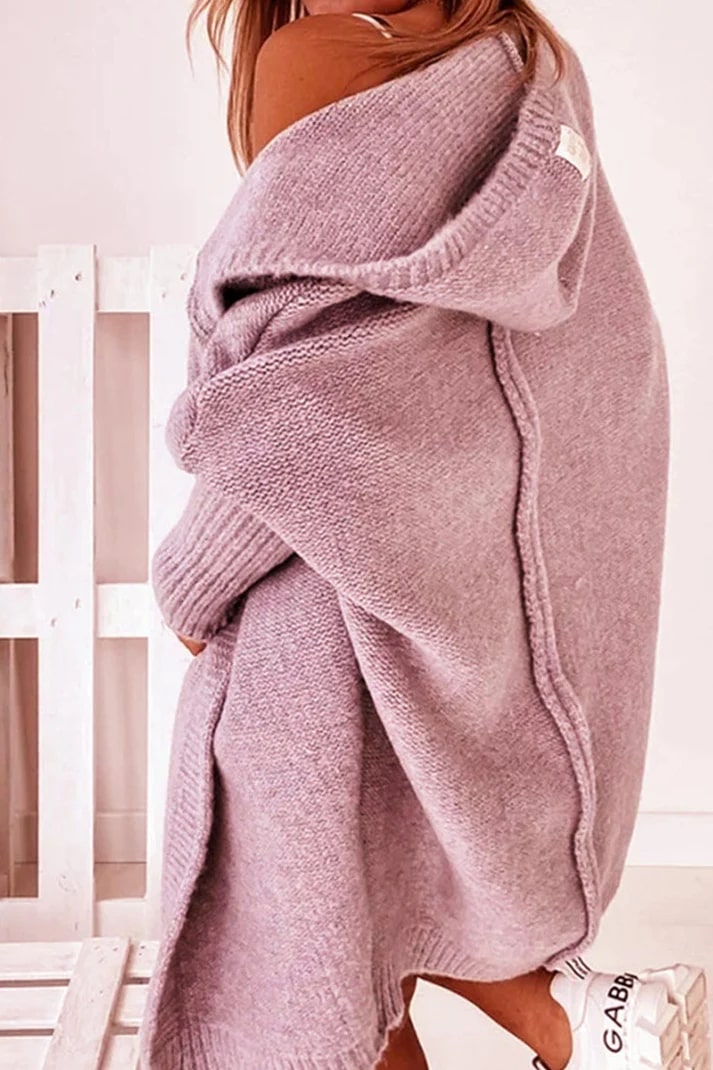 Oversized Hooded Knit Cardigan Jacket