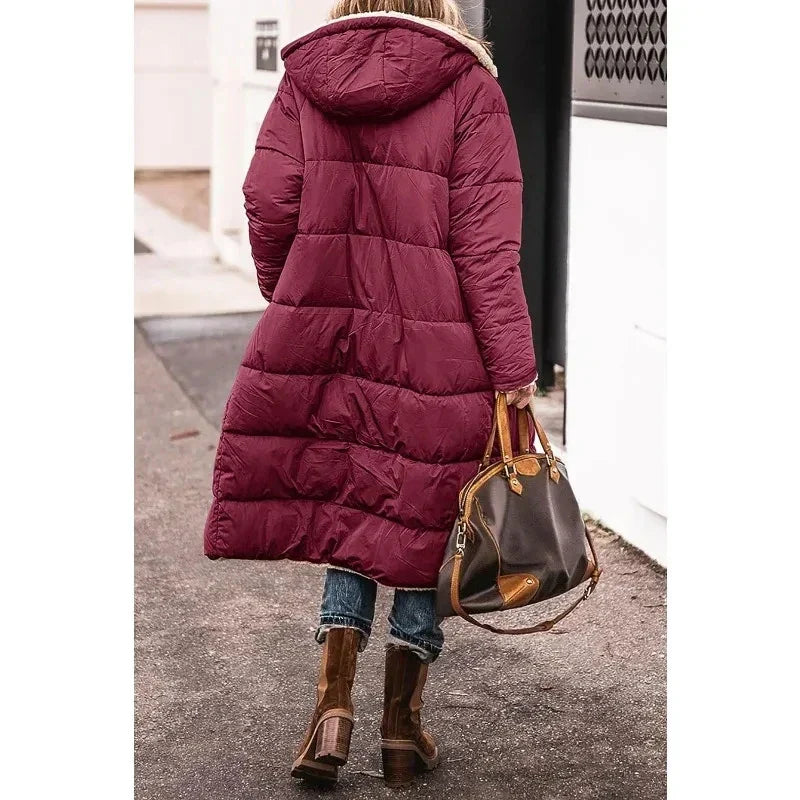 Long Sherpa Lined Puffer Coat for Cozy Winter Warmth