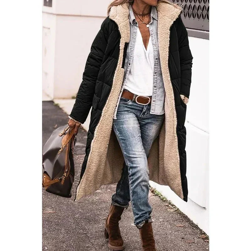 Long Sherpa Lined Puffer Coat for Cozy Winter Warmth