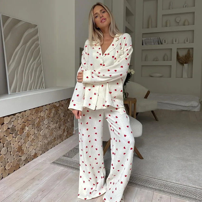 Soft Printed Long Sleeve Pajama Set