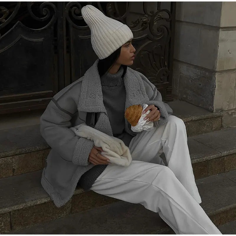 Women’s Oversized Sherpa-Lined Jacket – Warm Fleece Winter Coat