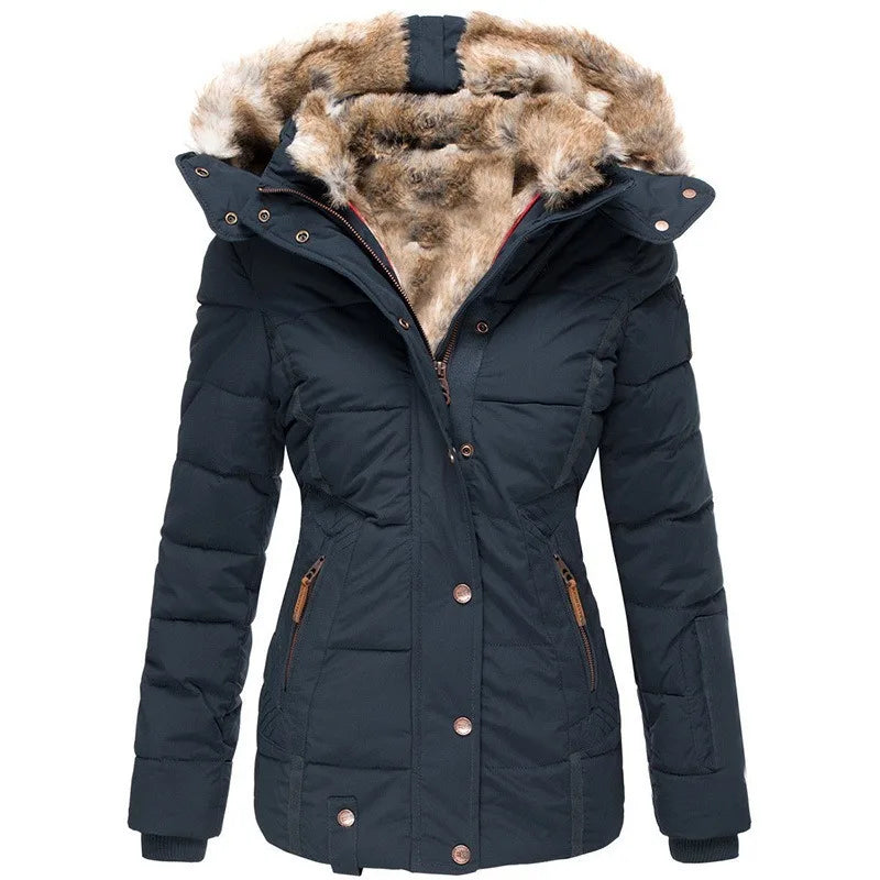 Women’s Insulated Winter Parka with Faux Fur Hood