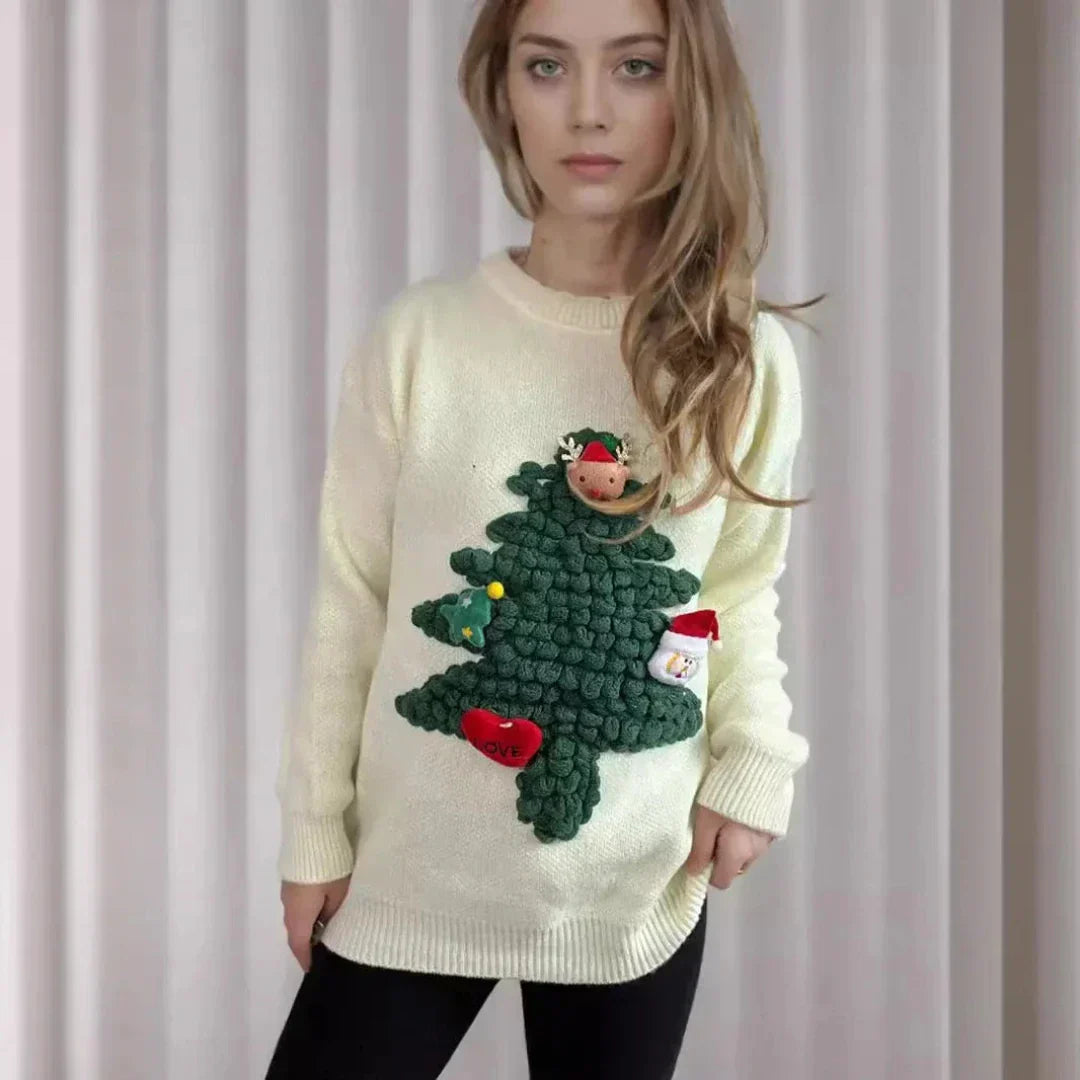 Festive Christmas Tree Knit Sweater for Cozy Holiday Style