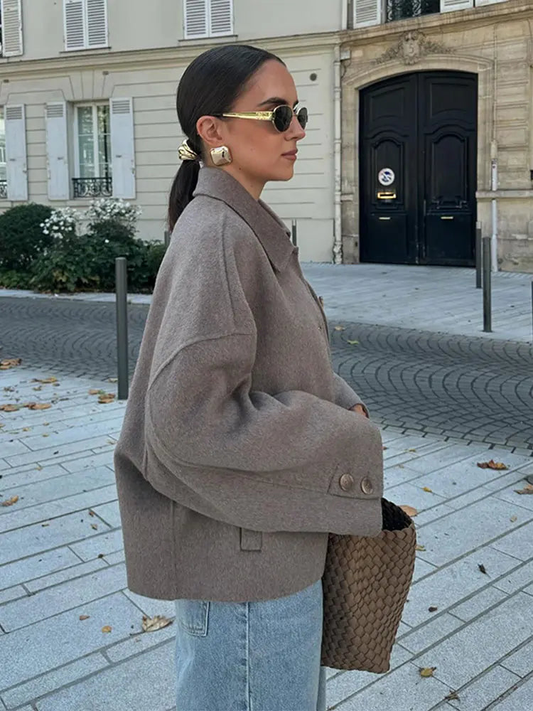 Structured Cropped Button Jacket for Modern Everyday Style