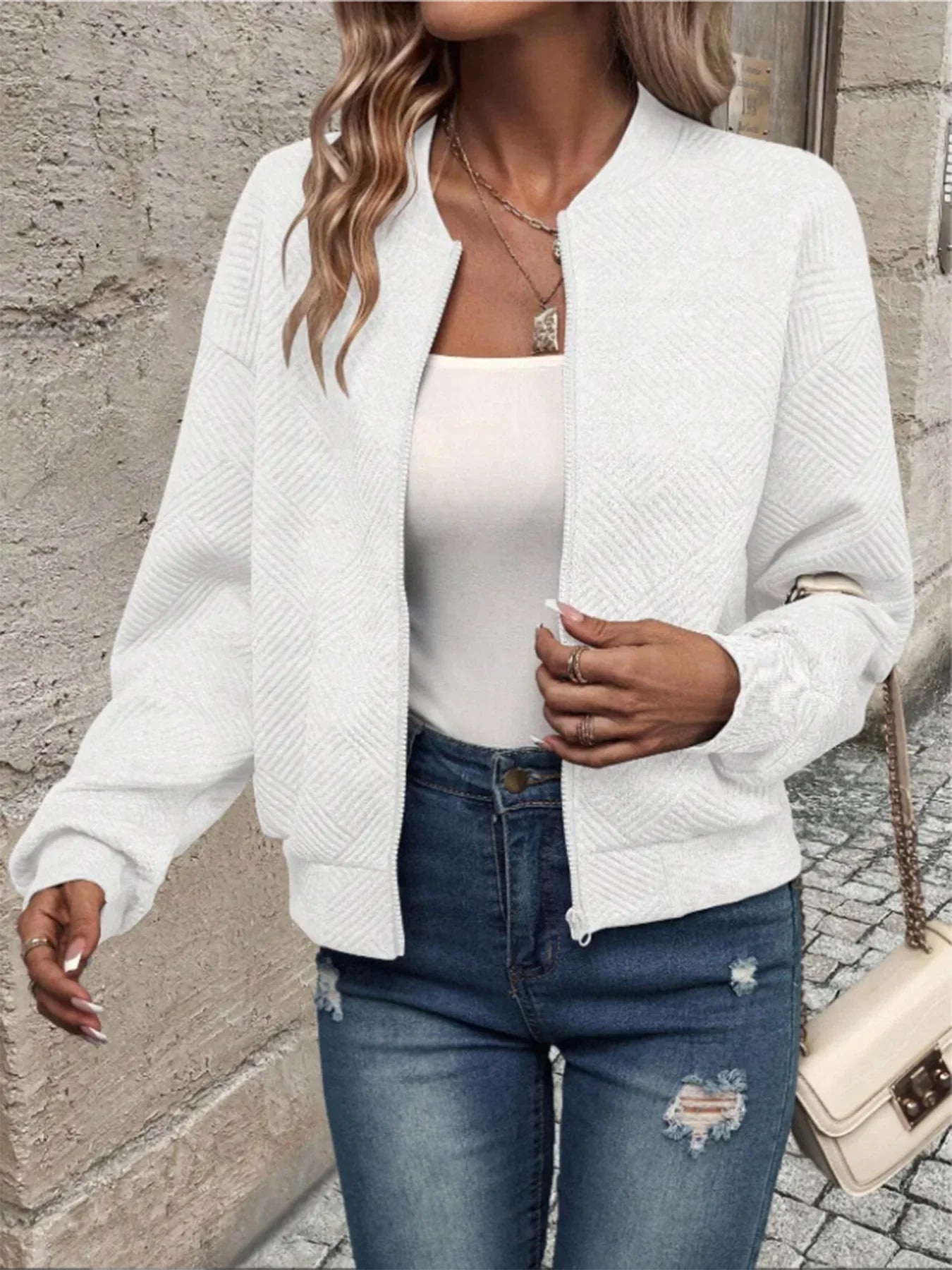 Classic Zip Front Knit Jacket for Effortless Everyday Style