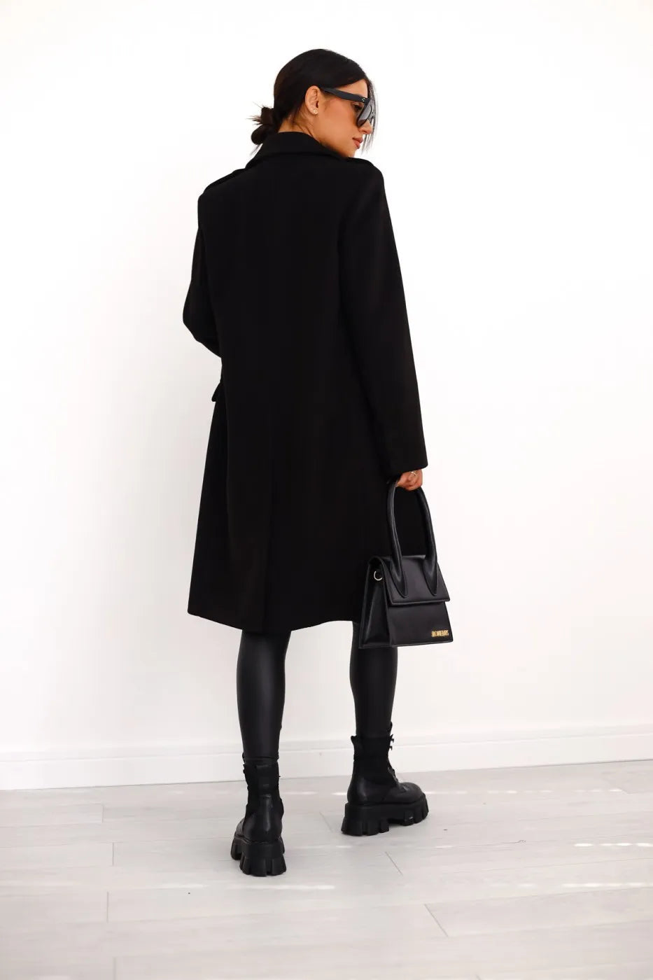 Women’s Elegant Double-Breasted Wool Blend Long Coat