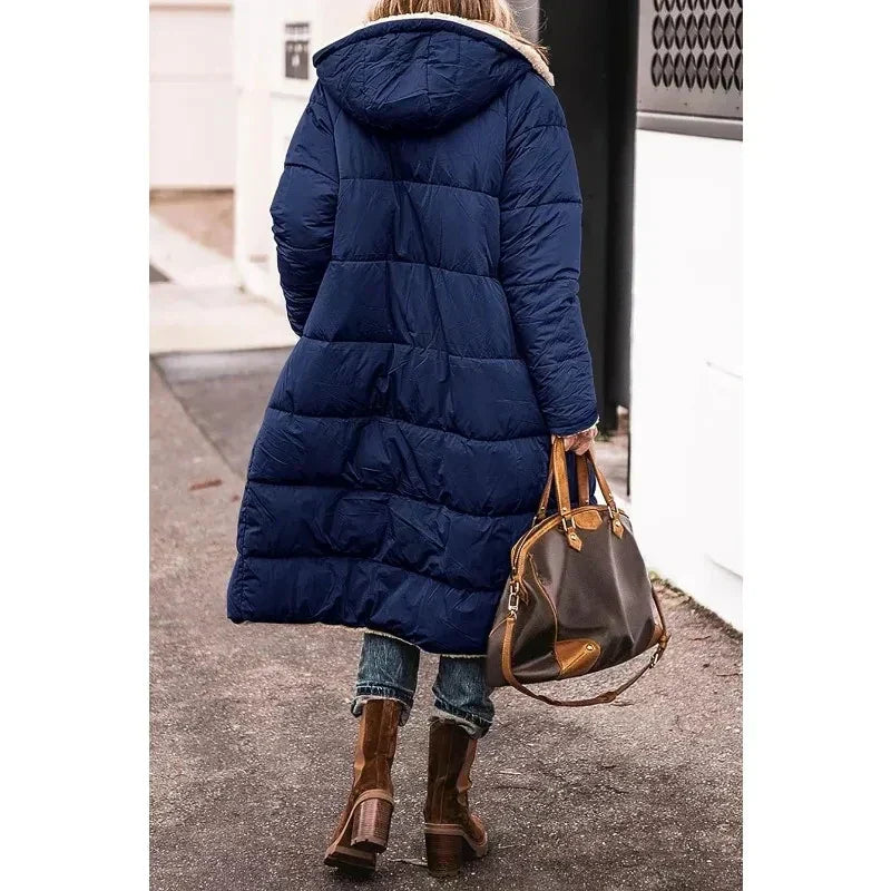 Long Sherpa Lined Puffer Coat for Cozy Winter Warmth