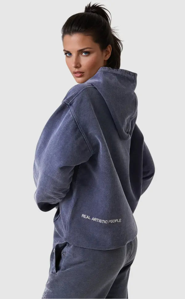 Women’s Washed Blue Hoodie and Jogger Streetwear Set