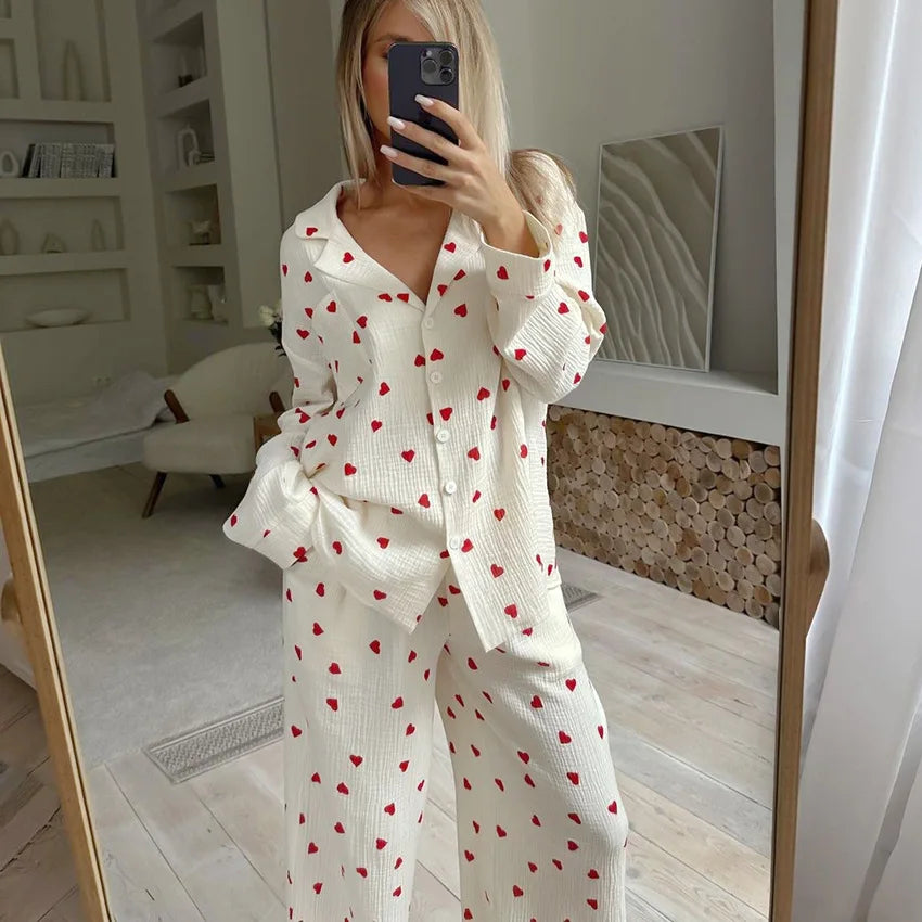 Soft Printed Long Sleeve Pajama Set