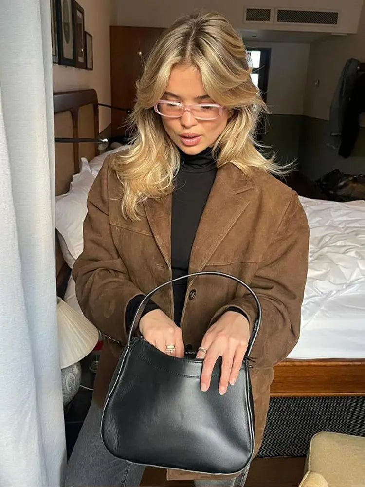 Women’s Oversized Suede Blazer Jacket
