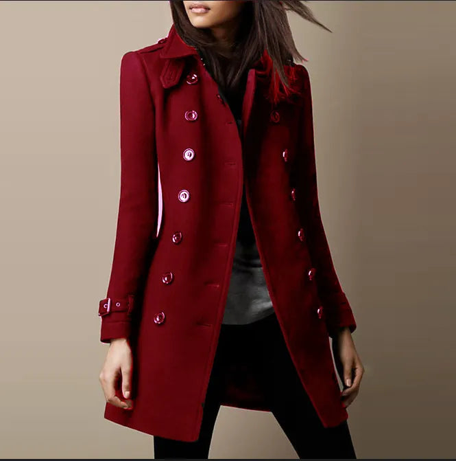 Women’s Elegant Double-Breasted Long Coat