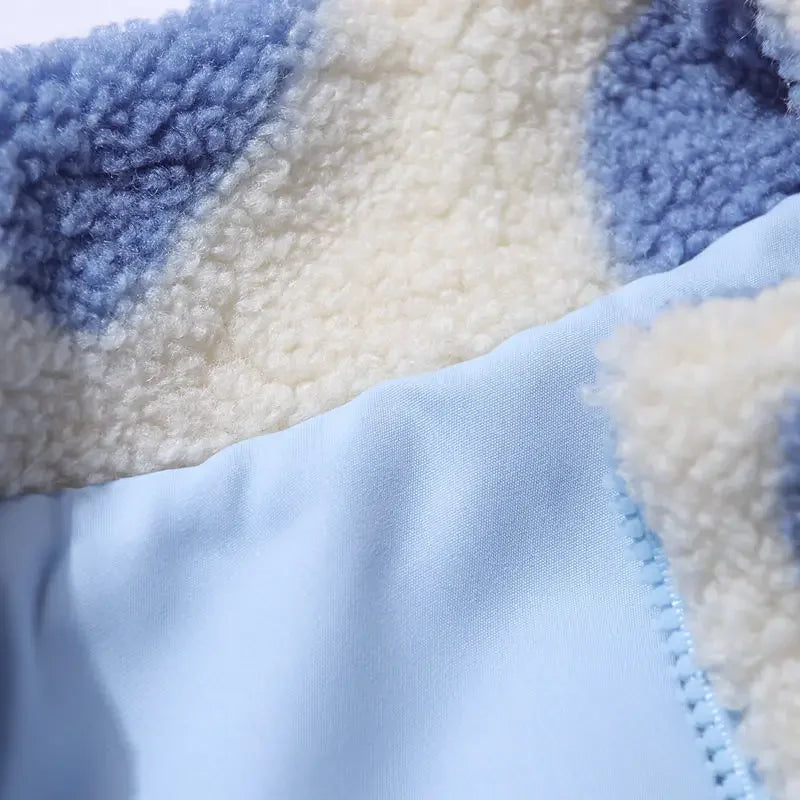 Heart Print Zip-Up Fleece Jacket
