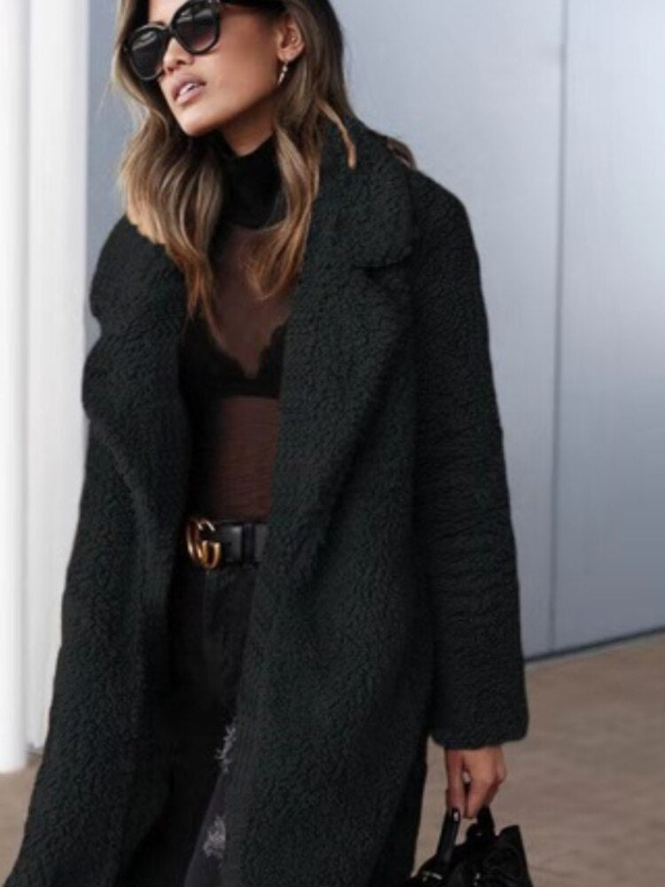 Women’s Long Sherpa Teddy Coat