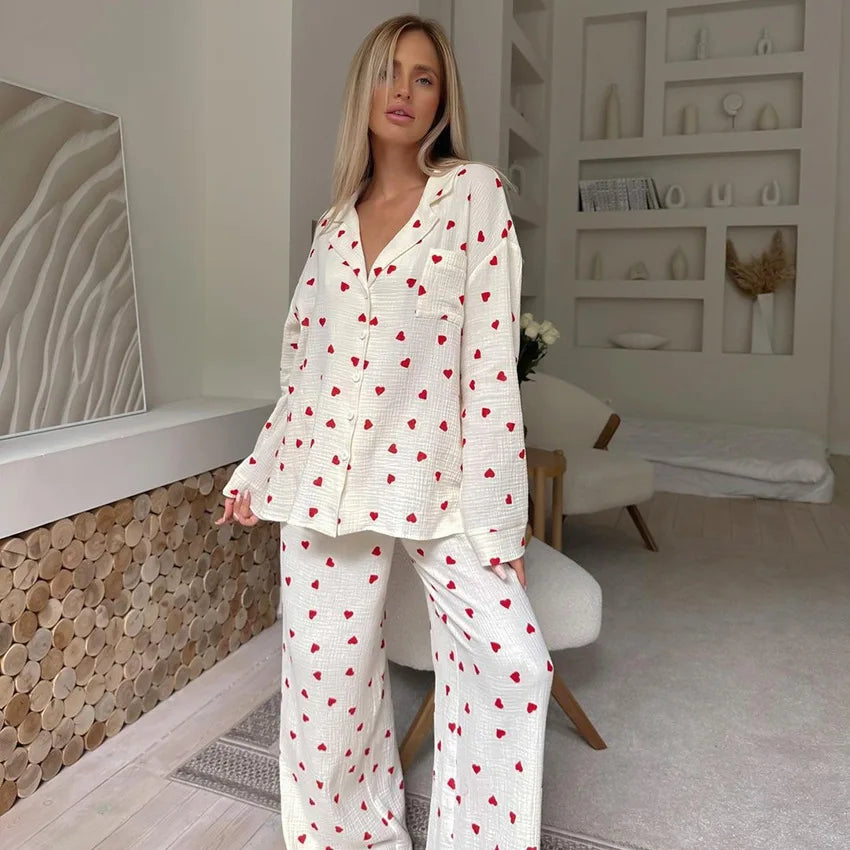 Soft Printed Long Sleeve Pajama Set
