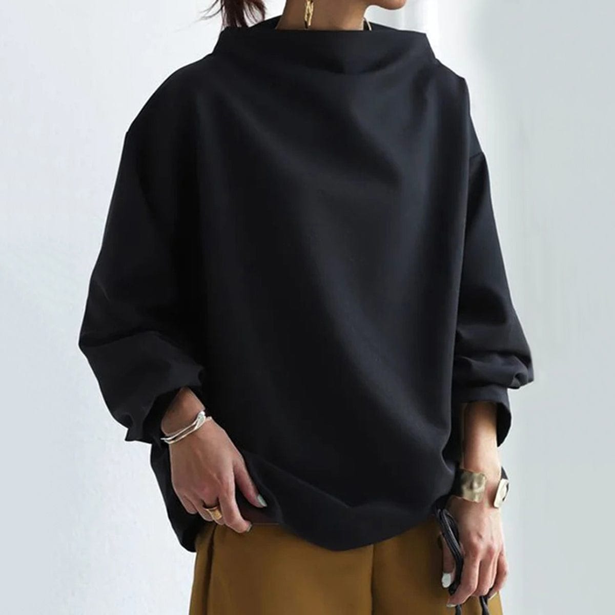 High Neck Relaxed Fit Top for Modern Everyday Style