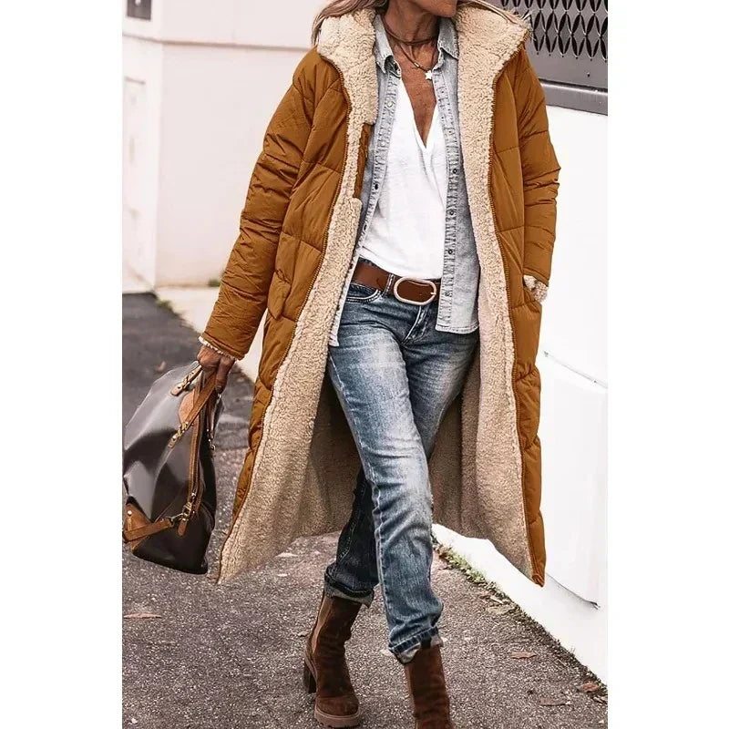 Long Sherpa Lined Puffer Coat for Cozy Winter Warmth
