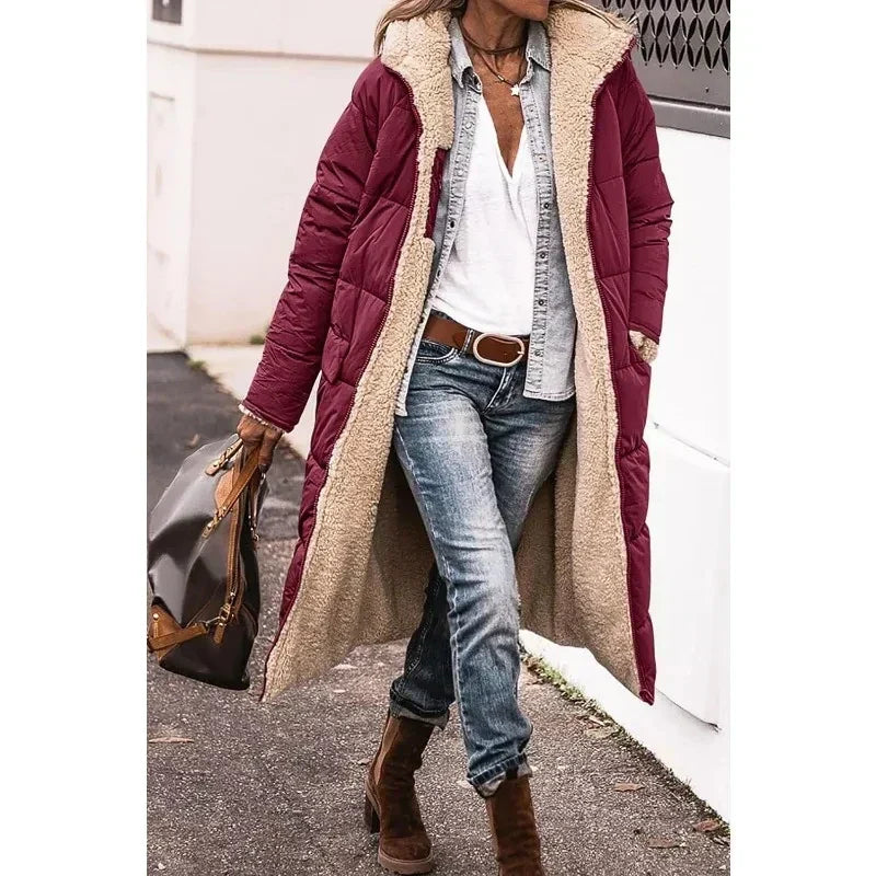 Long Sherpa Lined Puffer Coat for Cozy Winter Warmth