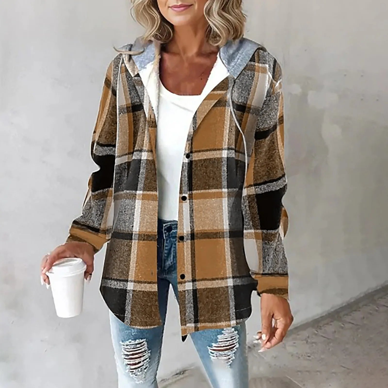Plaid Zip Up Hoodie Jacket for Cozy Casual Everyday Style