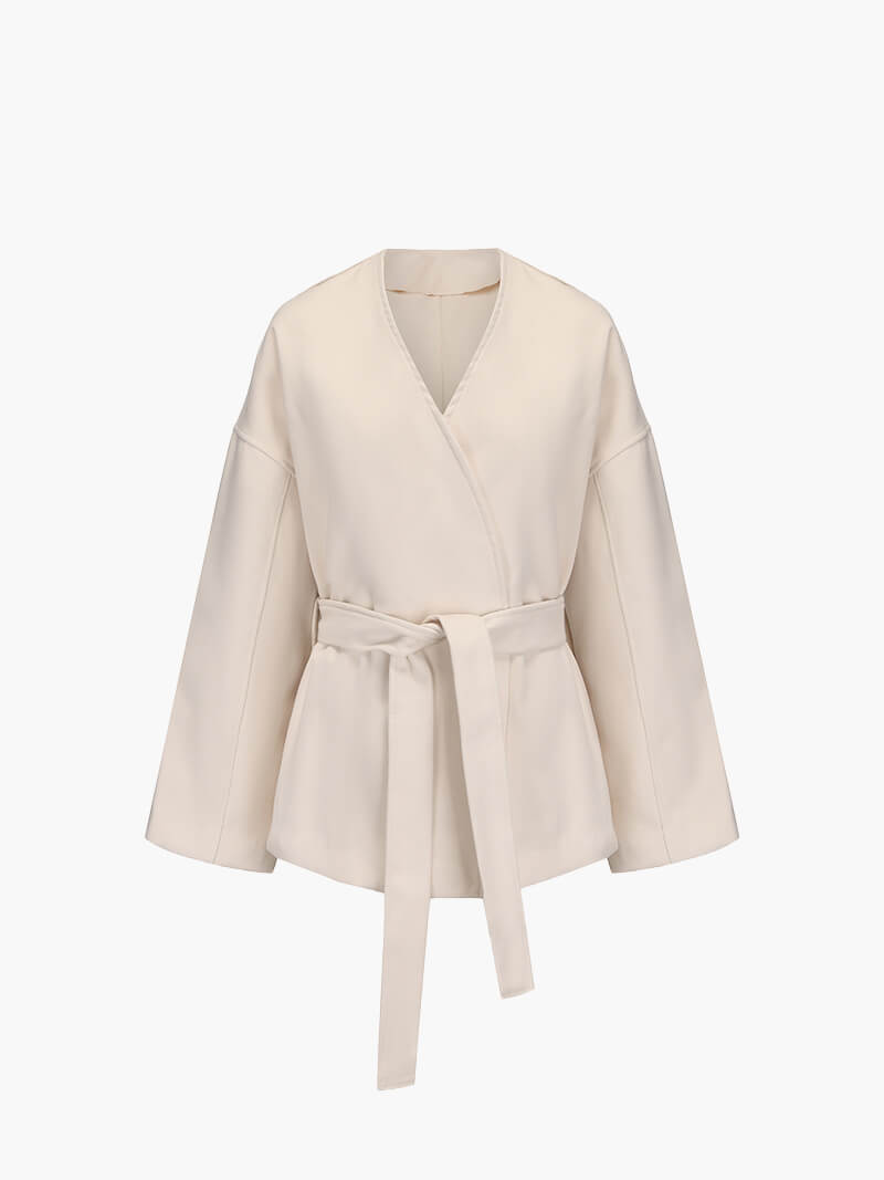 Elegant Belted Wrap Coat – Soft Minimalist Outerwear for Everyday Style