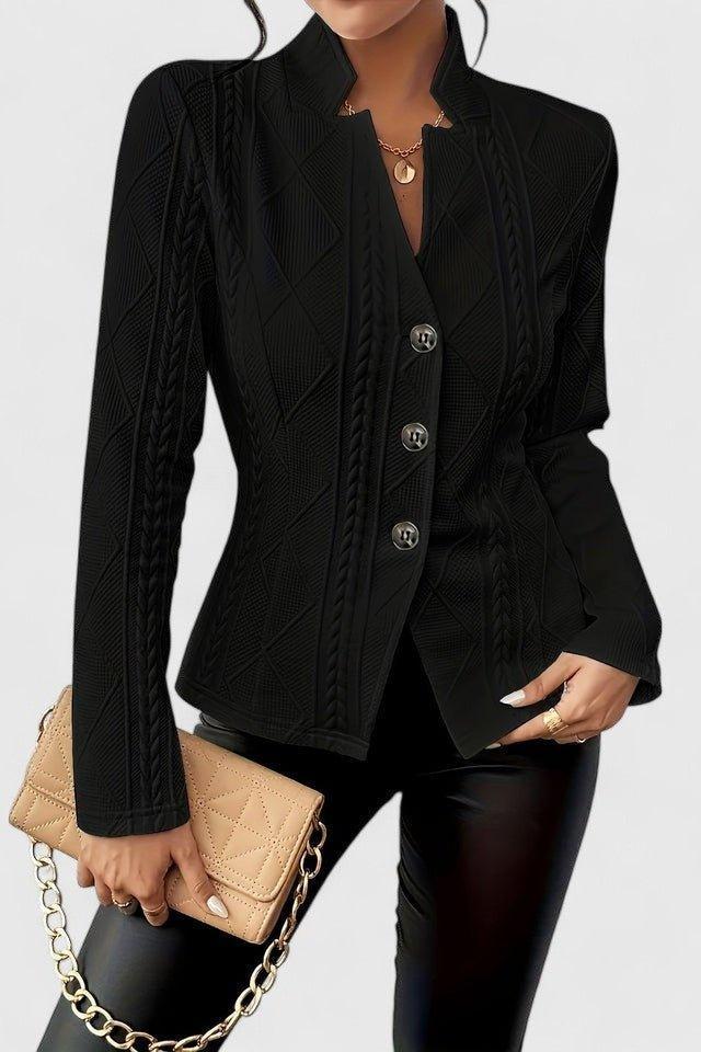 Tailored Button Front Blazer Jacket with Structured Fit