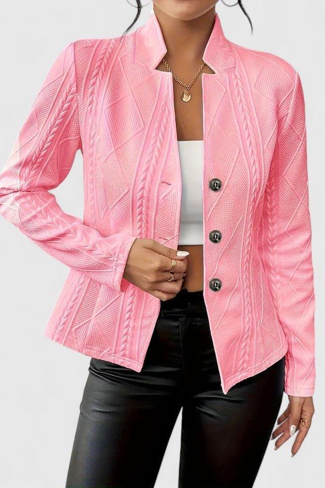 Tailored Button Front Blazer Jacket with Structured Fit