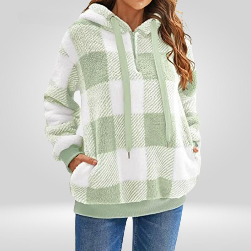 Cozy Plaid Fleece Hooded Pullover