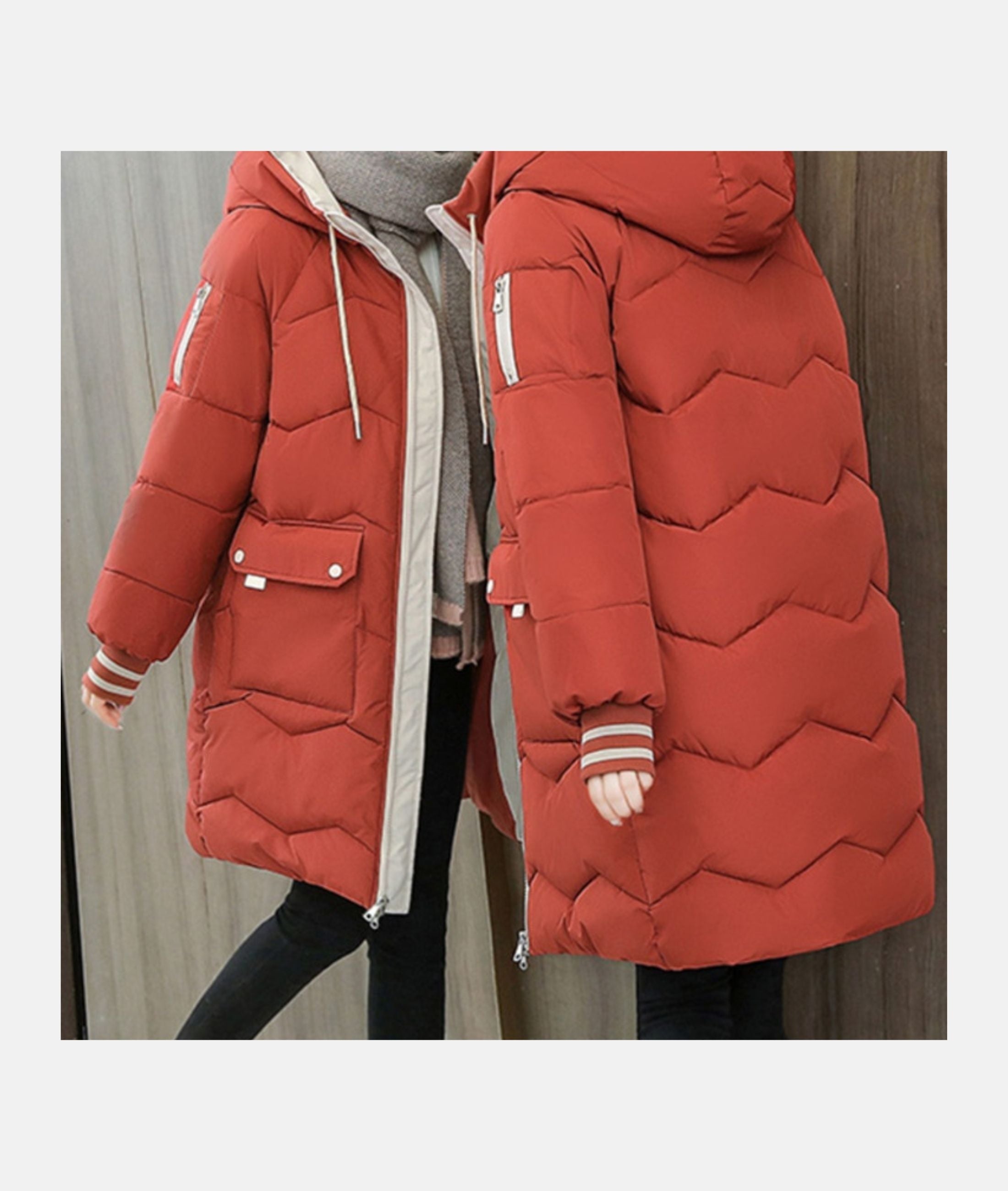 Women’s Hooded Mid-Length Puffer Coat with Warm Insulation