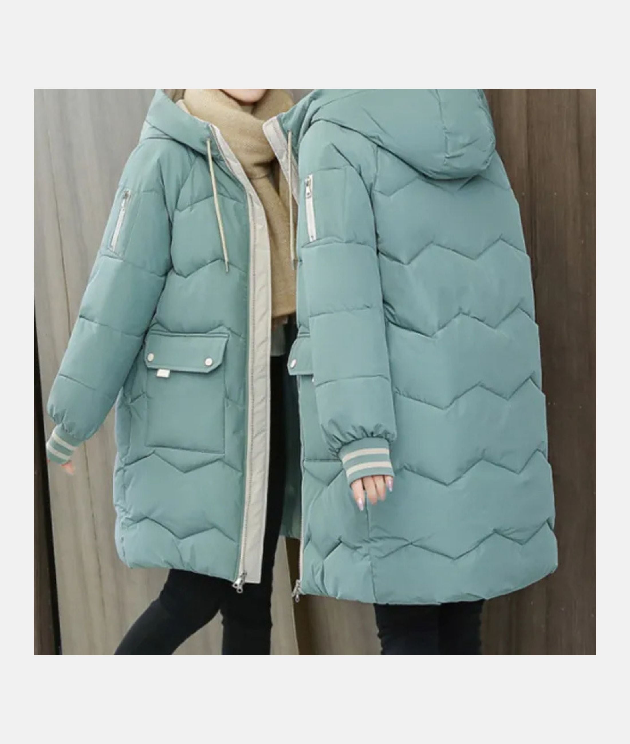 Women’s Hooded Mid-Length Puffer Coat with Warm Insulation